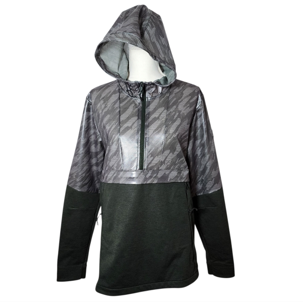 Under‎ Armour Storm Green And Gray Camo 1/2 Zip Hooded Jacket Size Medium